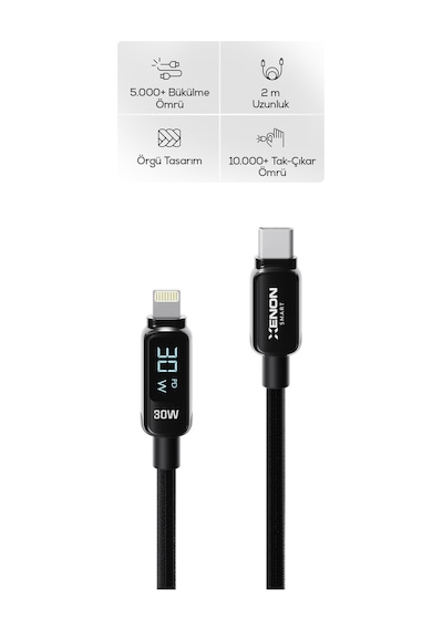 Type-c To Lightning Apple Uyumlu iPhone Şarj Kablosu 30w Pd Hızlı Şarj, 2m, Led, Örgü, 480mbps X6427