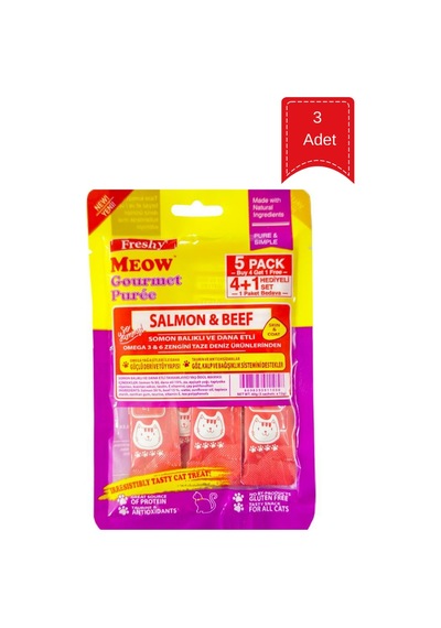 Freshy Meow Somonlu Ve Biftekli Krema Kedi Ödülü 60 Gr X 3 Adet