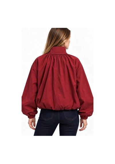 Hiccup Oversize Dik Yakalı Bomber Ceket Kiraz Kırmızısı