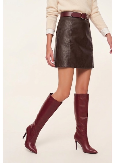 Fox Shoes N372530109 Bordo İnce Topuklu Kadın Çizme