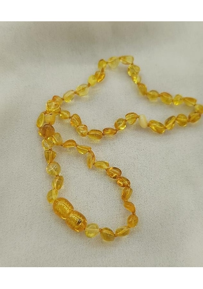 Kolye Kehribar Amber Doğaltaş Düğümlü Bebek Kolyesi 17873 Kahverengi