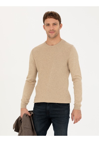 Pierre Cardin Erkek Triko Kazak - Bej 50281823-VR011 Bej