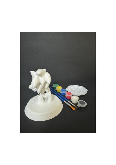 3d Sonic Figür Boyama Seti - Kendin Boya Hobi Ve Etkinlik Seti - Akrilik Boya + 2 Fırça