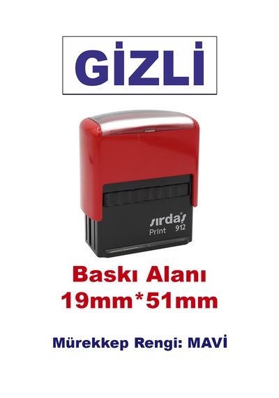 Gizli Kaşesi, 912 51mm 19mm Otomatik Kaşe Mavi