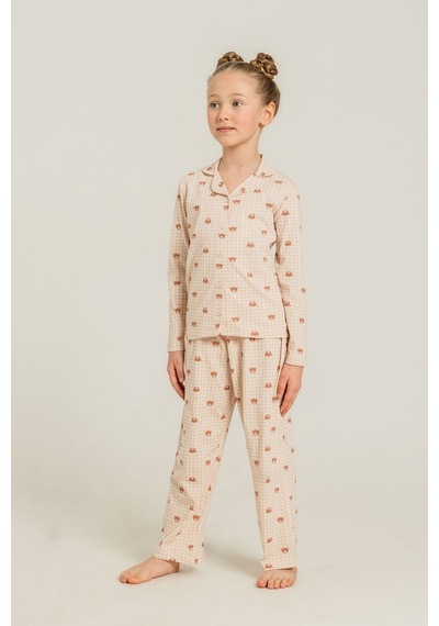 Rolypoly Anne Kız Cute Bears Krem Gömlek Pijama Takımı Rp3917-a-v1 Rp3917-a-v1