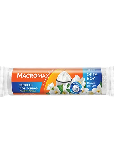 3 Adet Macromax Çöp Torbası Büzgülü Yasemin Kokulu 10 Lu