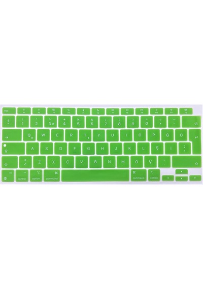 Arabulalaca Apple Uyumlu MacBook Air 13 İnç 2020 A2337 M1 Işlemcili Türkçe Q Silikon Klavye Koruyucu Yeşil