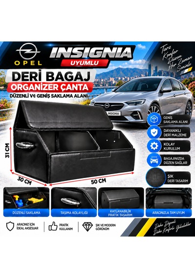 Opel İnsignia Uyumlu Oto Bagaj Organizeri Deri Bagaj Kutu Çanta 1