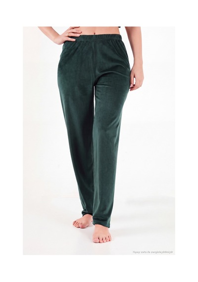 Lela Bisiklet Yaka Yumuşak Dokulu Parlak Kadife Pijama Takımı Kadın Pijama Takımı 6094209 Nefti