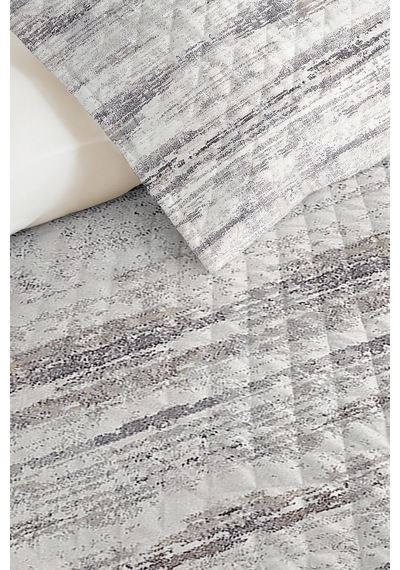Gri Modern Genç Odası Tek Kişilik Pike Takımı-çizgili Antrasit Beyaz 160x220cm Kapitone Yatak Örtüsü Beyaz