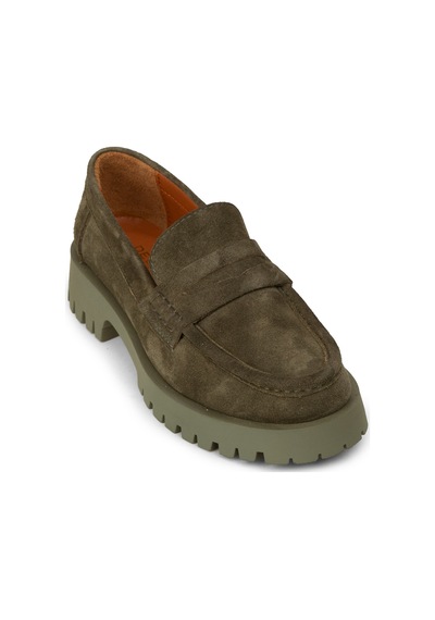 Deery Kadın Hakiki Süet Haki Loafer Ayakkabı - 02034zhakc02