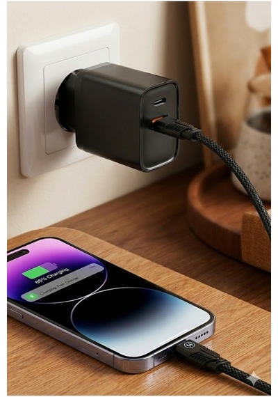4 İn 1 Hızlı Şarj Seti 38w Çift Portlu Adaptör & Çok Başlıklı Örgü Kablo Lightning/type-c/usb