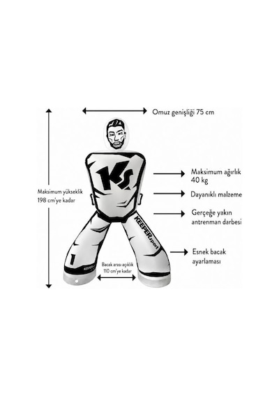 Keepersport Keeperdummy Pro Şişirilebilir Kaleci Antrenman Ekipmanı Siyah Çok Renkli