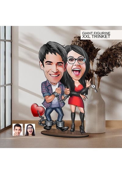 Bk Gift Kişiye Özel Sevgililer Karikatürlü Büyük Boy Ahşap Biblo-1 Arkadaşa Hediye , Sevgiliye Hediye, Kişiye Özel Biblolar Kobitmeyen137570 Bk Gift