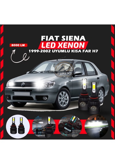 Fiat Siena 1999-2002 Kısa Far Uyumlu Şimşek Etkili Led Xenon Light Series H7