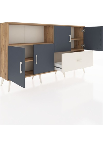 Arges Konsol 4 Raflı Tek Çekmeceli 4 Kapaklı 176x30x99 Çam-antras Çam-antrasit/aytaşı Arges Konsol 4 Raflı Tek Çekmeceli 4 Kapaklı 176x30x99 Çam-antras Çam-antrasit/aytaşı
