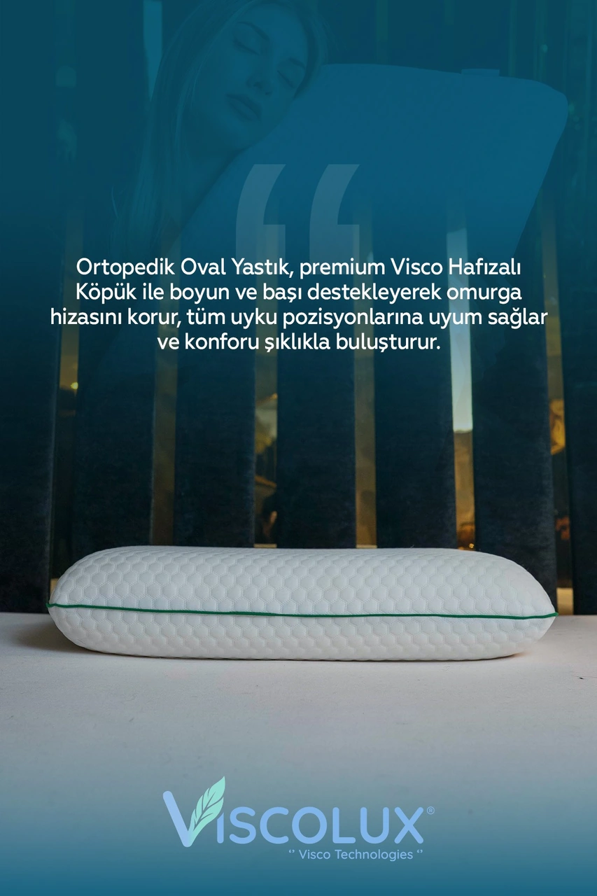Oval Sabun Ortopedik Visco Yastık - Baş Önleyici Yüksek Yastık 60x40x15 Yeşil
