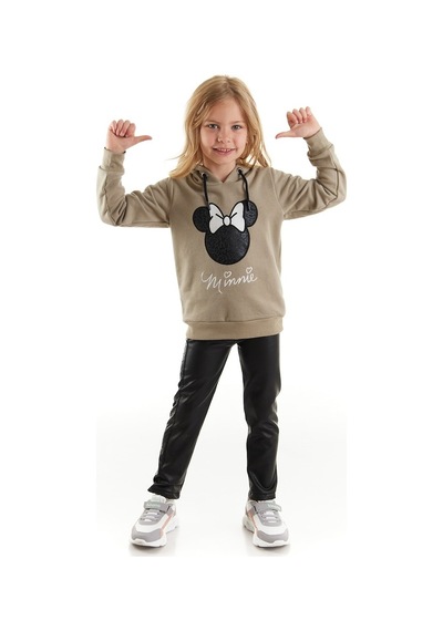 Minnie Mouse Supermino Minnie Lisanslı Kız Çocuk Kapüşonlu Sweatshirt Ve Deri Tayt 2'Li (552858075)