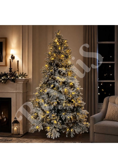 Karlı Kendinden Işıklı Yılbaşı Çam Ağacı 240 Cm 2470 Dal - Premium Seri