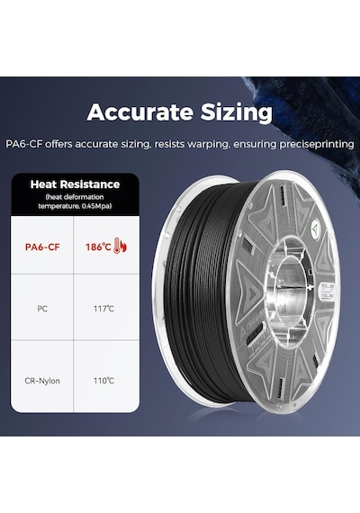 Creality Pa6-cf Siyah - Karbon Fiber Takviyeli Naylon Filament 1.75 Mm / 1 Kg