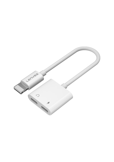 Lenyes Ax92 Lightning To Lightning 2in1 Şarj Ve Kulaklık Dönüştürücü Adaptör Beyaz Beyaz