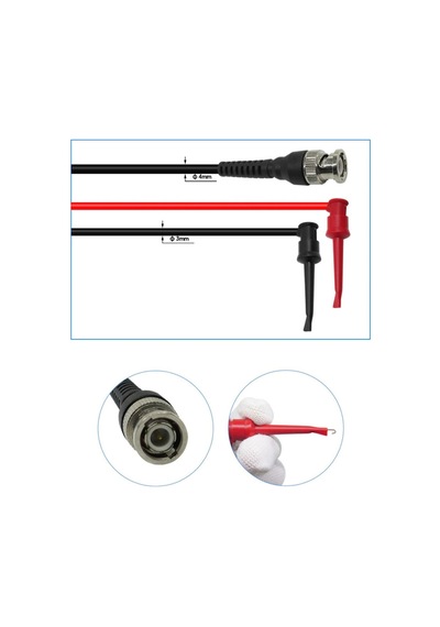 Bnc To Kanca Tip Test Ölçme Probu Osiloskop Ve Sinyal Jeneratörü Probu 1 Metre 2.5a 50ohm Kırmızı
