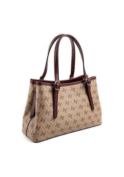 Silver Polo Sp1252 Kadın El Çantası Monogram Koyu Bej-bordo
