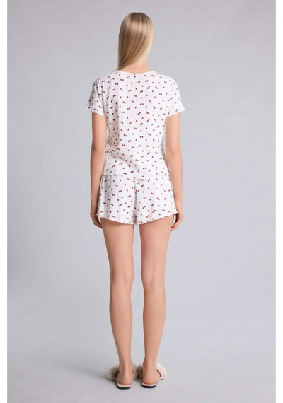Defacto Regular Fıt Şortlu Kısa Kollu Desenli 2li Ecru Pijama Takımı H6373ax26hser98 Ekru-er98 Defacto Regular Fıt Şortlu Kısa Kollu Desenli 2li Ecru Pijama Takımı H6373ax26hser98 Ekru-er98