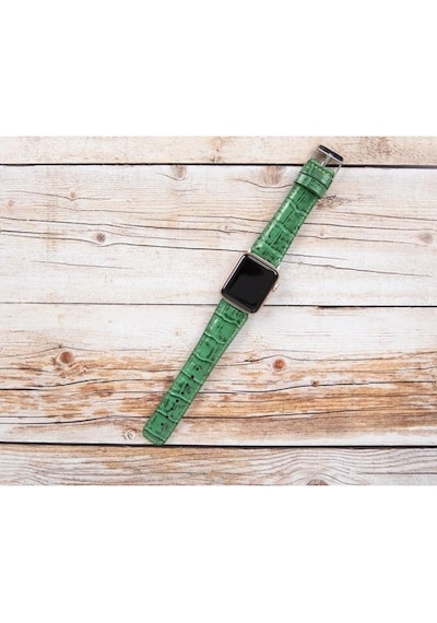 Bouletta Apple Watch Uyumlu Deri Kordon 42-44-45Mm Croco Yk04 Yeş