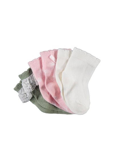 Civil Baby Dantel Ve Fiyonk Aksesuarlı 3'lü 6- Bebek Kız Çorap Set - Standart
