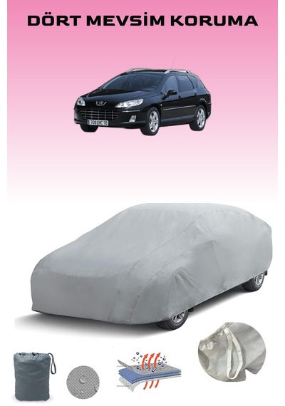 Peugeot 407 Sw Uyumlu Araba Brandası, Oto Branda, Araba Çadırı, Su-güneş Geçirmez Gri