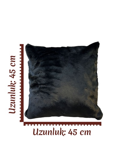 Premium Siyah Peluş Kırlent Kılıfı 45x45 Cm Yumuşak Dokulu, Şık Ve Modern Koyu Siyah