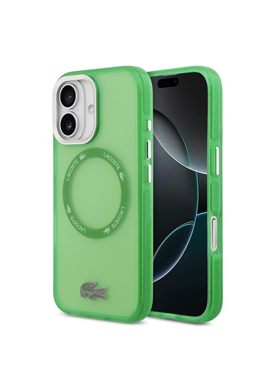 Apple Uyumlu iPhone 17 Kılıf Lacoste Lisanslı M-safe Özellikli İkonik Timsah Logolu Buzlu Kapak Yeşil Yeşil