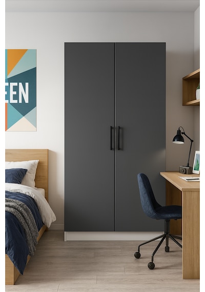 Modern 2 Kapaklı Gardırop Antrasit