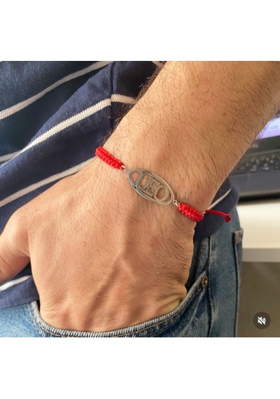 Kırmızı İpli Bujiteri İsimli Bileklik Gri