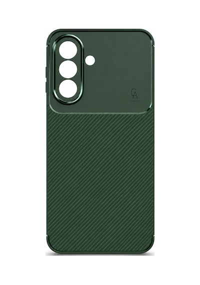 Samsung Galaxy A27 Uyumlu Kılıf Karbon Tasarım Kamera Korumalı Silikon Telefon Kılıfı Kapak Koyu Yeşil