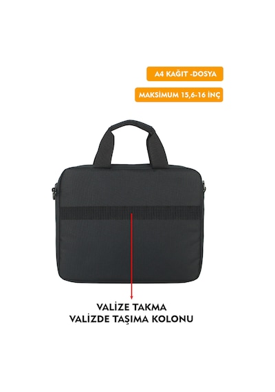 15,6"-16" İnç Laptop Evrak Çantası Tablet A4 Kağıt Ve Dosya Uyumlu Darbe Emici Koruma Omuz Askılı Siyah