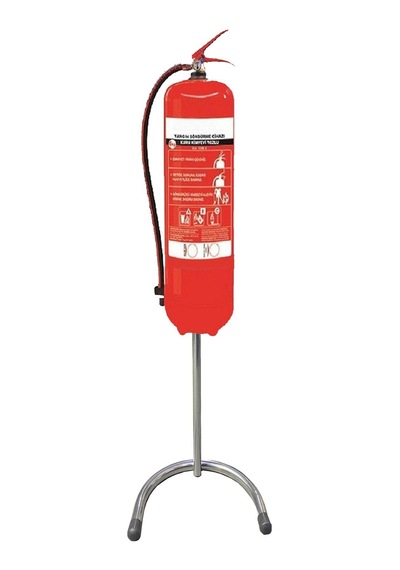 Tozlu Yangın Söndürme Tüpü 6 KG + Krom Sehpası Dekoratif Krom