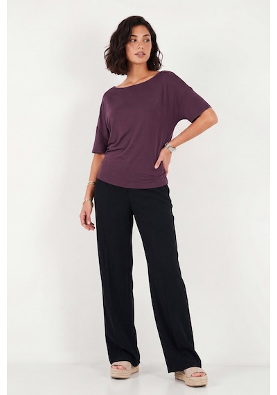 Lela Standart Fit Drape Detaylı Yarasa Kol T Shirt Bayan T Shirt 5866962 Mürdüm Lela Standart Fit Drape Detaylı Yarasa Kol T Shirt Bayan T Shirt 5866962 Mürdüm