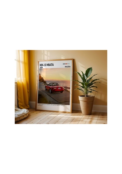 Mazda Mx-5 Miata Ahşap Çerçeveli Poster Tablo Roadster Keyfi Ahşap 01