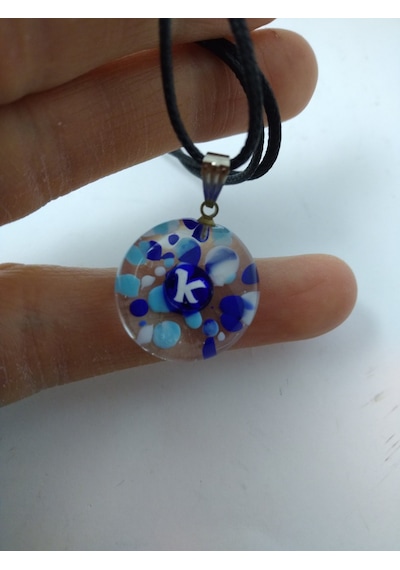 Cam Harf Kolye – Handmade El Yapimi Murano– (K) Harfi Modeli Pembe