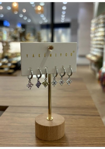Yakemiyou Silver Renkli Yoncalar Altılı Küpe Çok Renkli