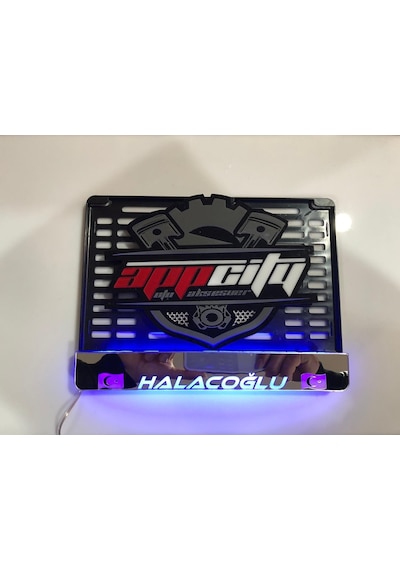 Isminize Özel Krom Işikli Motor Plakalik (Metalik Krom Gri Zemin) 303346656