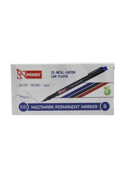 Mikro Mk-419 S Silgili Cd Kalemi Mavi 12'li 10'li Paket
