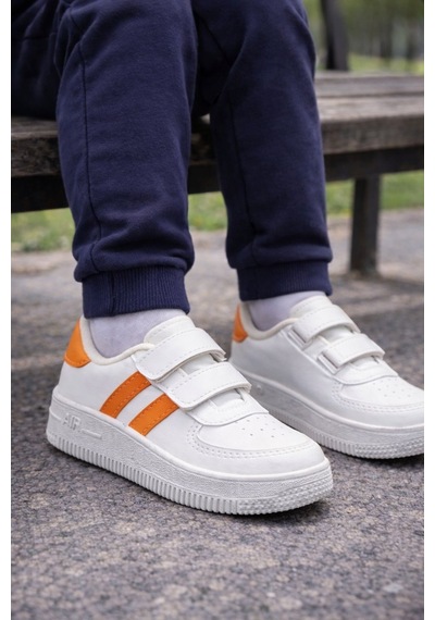 Papucumun Dünyası Günlük Bebek Çocuk Sneaker Cırt Cırt Bantlı Spor Ayakkabı Yürüyüş Ayakkabısı Turuncu