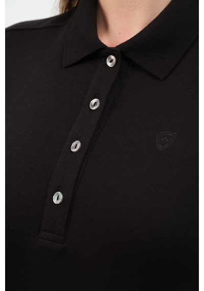 Msw Kadın Uzun Kollu Regular Fit Polo Yaka T-shirt SIYAH