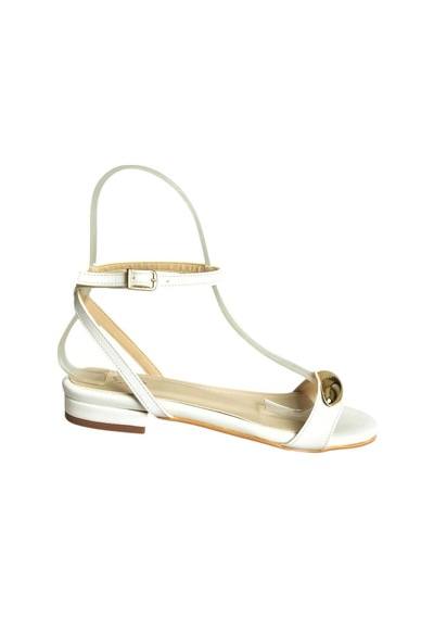 Fox Shoes U726017209 Beyaz Alçak Topuklu Kadın Sandalet Beyaz-suni Deri