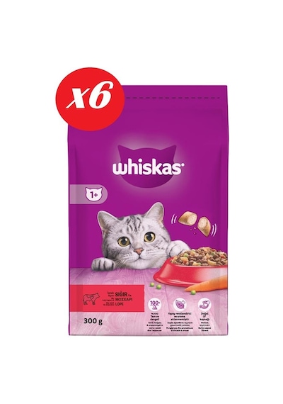 Whiskas Biftekli Havuçlu Kuru Kedi Maması 300 Gr Set 6'lı