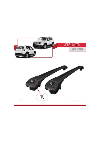 Jeep Limited 2014 Ve Sonrası İle Uyumlu Ace-1 Ara Atkı Tavan Barı Siyah