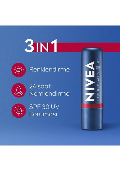 Spf30 Nemlendirici Dudak Bakım Kremi 4.8gr, Mercan, Rose, Kırmızı Renkli, Dudak Yanak, Allık Etkisi